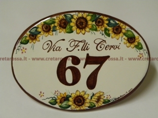 cod.art: nc36 - Mattonella in ceramica realizzata con misure personalizzate e decoro dei girasoli. 